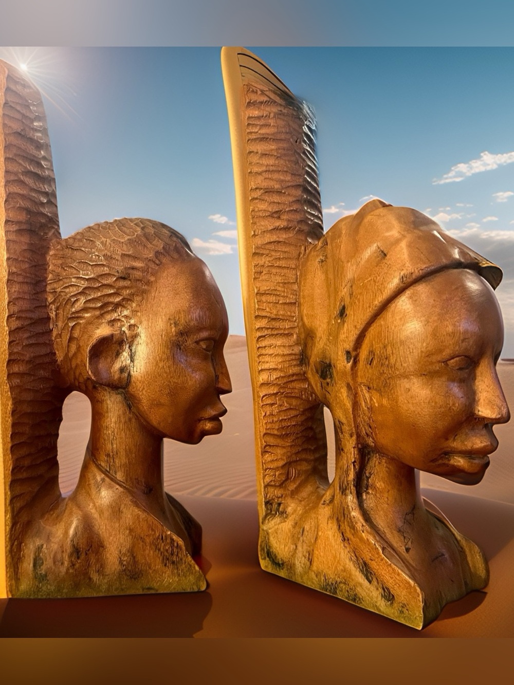 Tribal Ethnic Profile Busts Book-Ends - Picture 5 of 5
